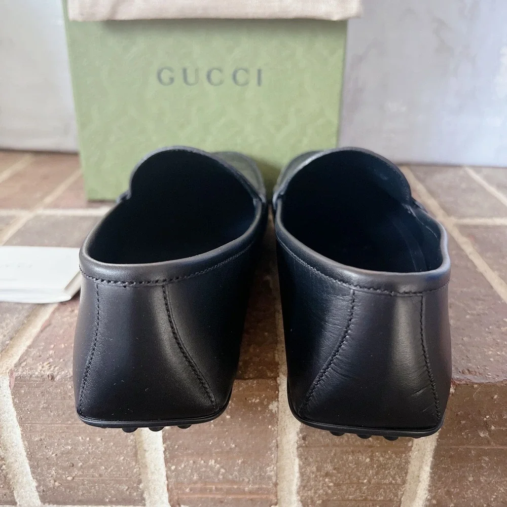 Gucci Signature Driver Supreme GG Black Debossed Leather Loafer Mens UK 7 US 7.5